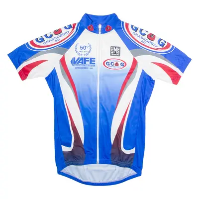 SMS SANTINI Full Zip Cycling Mens Jersey Blue High Neck M