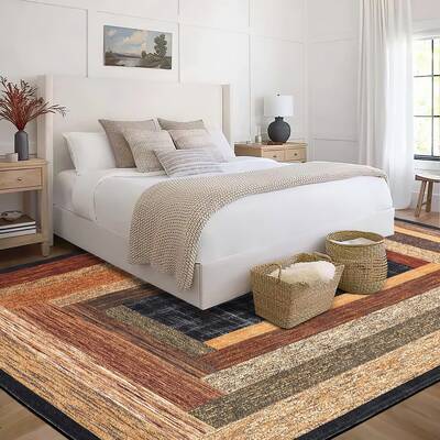 Garvee 9x12 Area Rug Washable Rug for Living Room Modern Geometric Rug Non Slip Large Area Rug Soft Non Shedding Throw Rugs S...