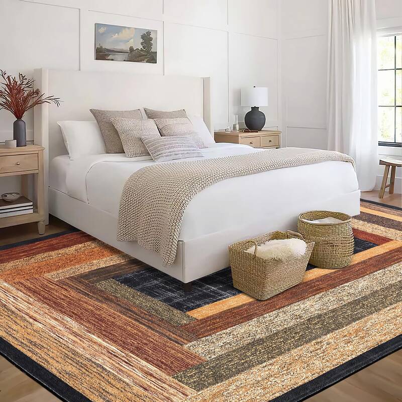 Garvee 9x12 Area Rug Washable Rug for Living Room Modern Geometric Rug Non Slip Large Area Rug Soft Non Shedding Throw Rugs S...