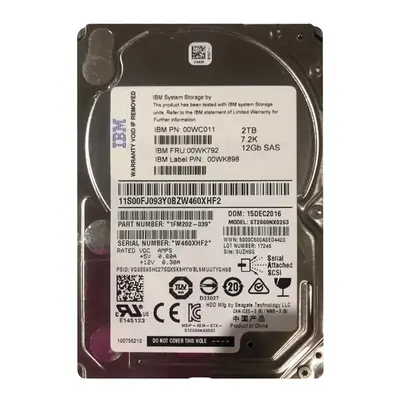 00WK792 IBM 2TB 12Gb/s SAS 7200 2.5-Inch Hard Drive
