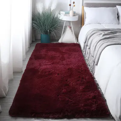 Solid Non-slip Soft Plush Rectangle Rug, 1 Count Easy To Clean Solid Color Plush Rugs for Living Room, Area Rug, Fluffy Rug, ...