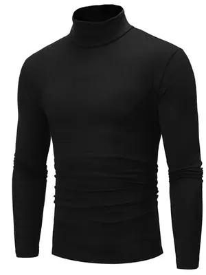 Men's High Neck Long Sleeve Tee, Men's T Shirts, Casual Basic Turtleneck T-shirt for Fall & Winter, Men's Streetwear Clothes...