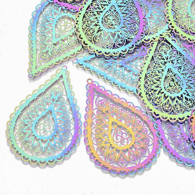 Ion Plating(IP) 201 Stainless Steel Filigree Big Pendants