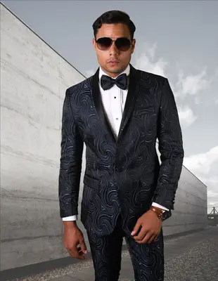 Mens Navy Blue Wedding Tuxedo - Dark Blue Tuxedo Suit