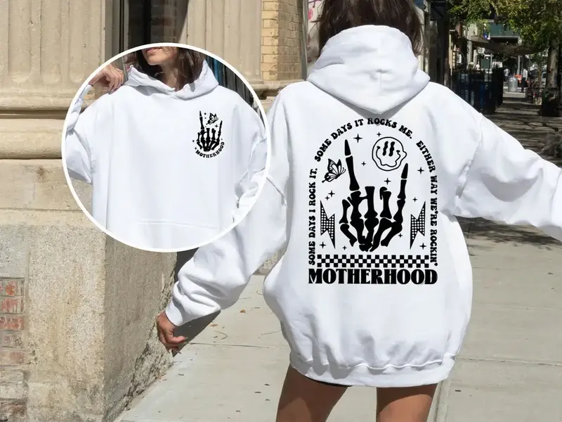 Motherhood Sometimes hoodie, Motherhood Sometimes I Rock It Sometimes It Rocks Me, Mama Shirt, Mom Shirt, Cute Retro Shirt fo...