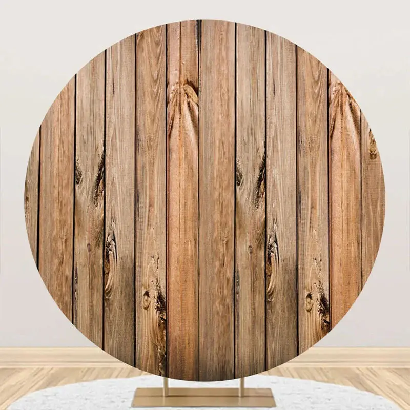 Retro Wooden Board Plank Circle Birthday Backdrop - Aperturee
