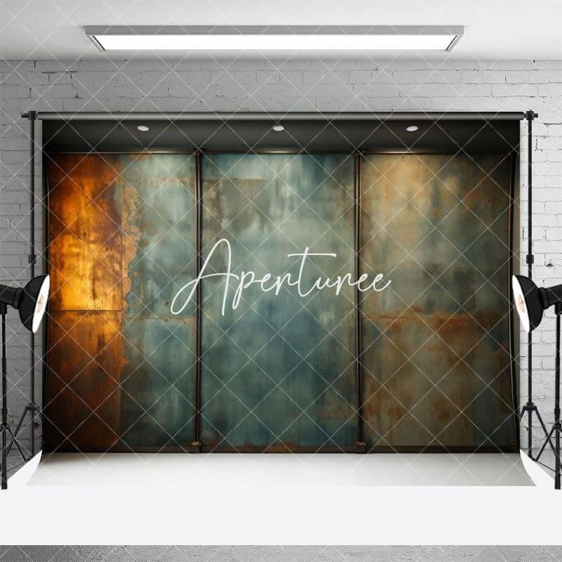 Retro Rusty Metal Texture Indoor Green Wall Backdrop - Aperturee