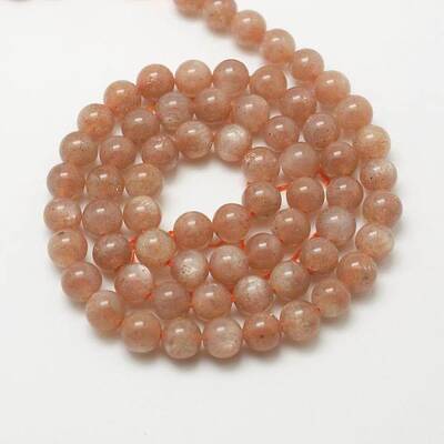 Natural Gemstone Sunstone Round Bead Strands