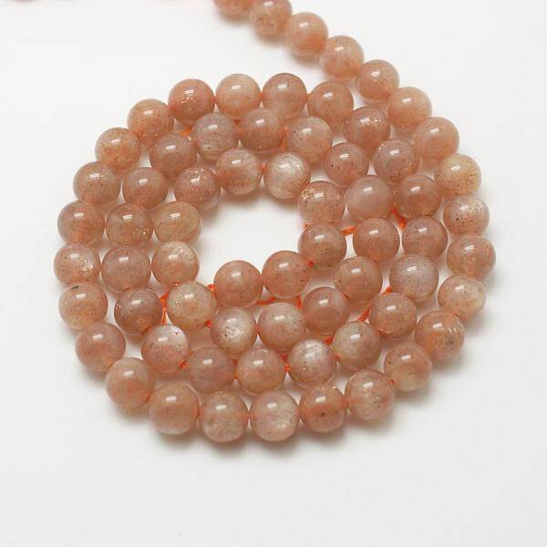 Natural Gemstone Sunstone Round Bead Strands