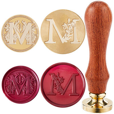 2Pcs 2 Styles Golden Tone Brass Wax Seal Stamp Head
