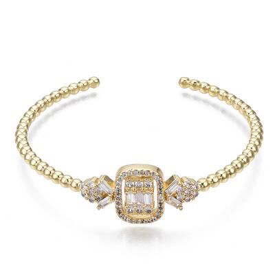 Sparkle Cubic Zirconia Ball Beaded Cuff Bangle for Her