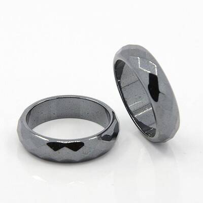 Fashion Magnetic Synthetic Hematite Wide Band Rings