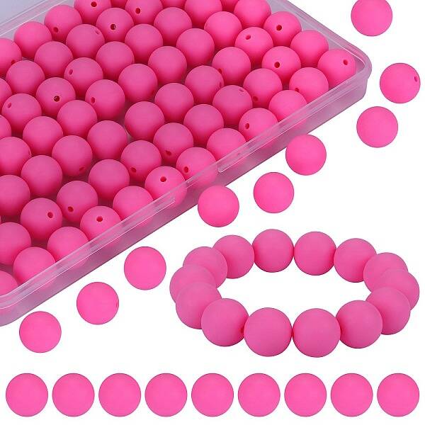 80Pcs Round Silicone Focal Beads