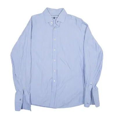 TOMMY HILFIGER ITHACA Shirt Blue Striped Long Sleeve Mens XL