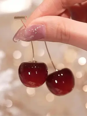 Cute Cherry Design Dangle Earrings, 2024 New Style Fashionable Jewelry for Women & Girls, Trendy All-match & Exquisite Jewelr...