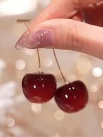Cute Cherry Design Dangle Earrings, 2024 New Style Fashionable Jewelry for Women & Girls, Trendy All-match & Exquisite Jewelr...