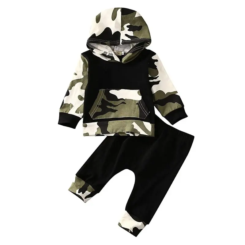 Baby Boys Autumn Clothes Set 3M-3T Long Sleeve Camouflage Hooded Tops + Elastic Long Pants Kids 2Pcs Spring Outfits Casual Fa...