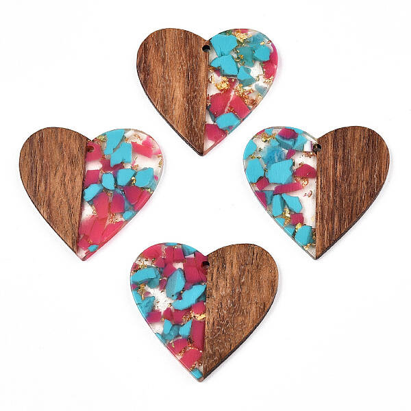 Transparent Resin & Walnut Wood Pendants