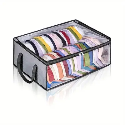 Hat Storage Bag, 1 Count Lightweight Hat Organizer with Sturdy Handle & Clear Window & Zipper, Foldable Hat Storage Organizer...