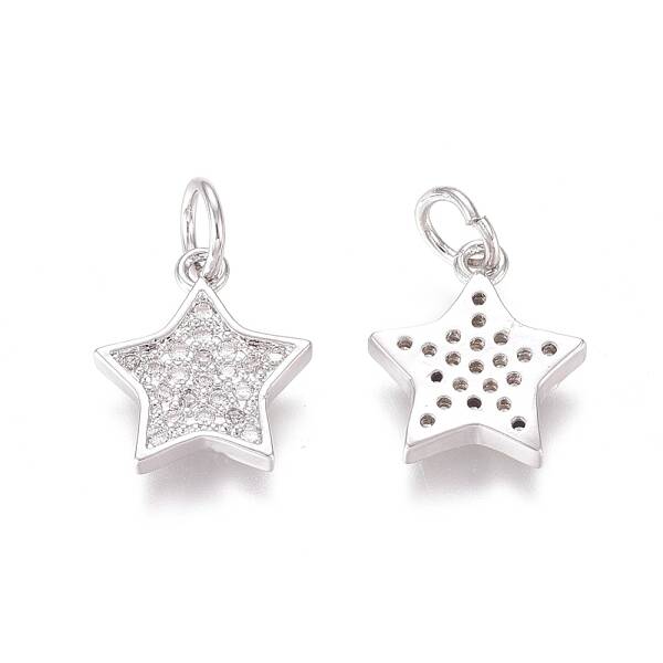 Brass Micro Pave Clear Cubic Zirconia Charms