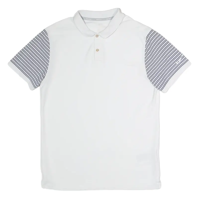 NIKE Golf Mens Polo Shirt White Striped M