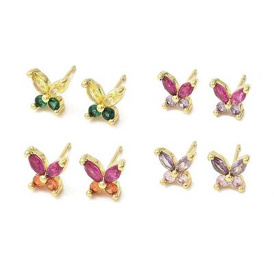 Butterfly Real 18K Gold Plated Brass Stud Earrings