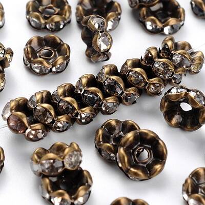 Brass Rhinestone Rondelle Space Beads