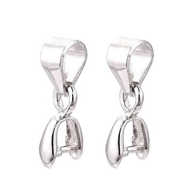 Anti-Tarnish Rhodium Plated 925 Sterling Silver Ice Pick Pinch Bails