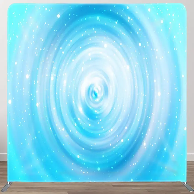 Aperturee Glitter Sky Blue Swirl Pattern Birthday Backdrop Cover - Aperturee
