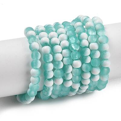 Frosted Crackle Glass Beads Strands
