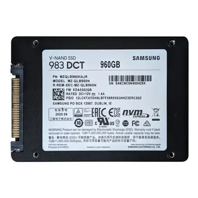 Samsung MZ-QLB960N | 983 DCT Series 960GB Triple-Level-Cell PCI-Express 3.0 x4 NVMe Mixed-Use U.2 2.5-Inch Solid State Drive