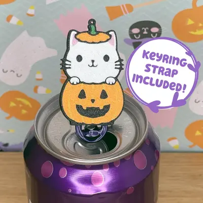 Tab Buddies Jack-o-Cat! Cute Soda Can Tab Opener with Keychain strap - Unique Halloween Trick or Treat Toy Swag - Fall Lovers...