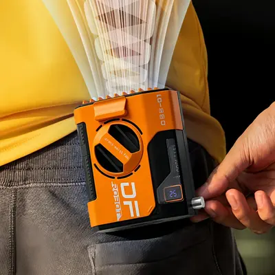 Portable Power Bank Waist Fan, 10000mAh Battery Powered Fan with LED Light, USB Rechargeable Fan for Outdoor Worksite Agricul...