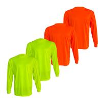 4 SHIRT PACK Hi Vis Long Sleeve Safety Shirt, Quick Dry 100 % Polyester Birdeye mesh / Ultra lightweigh shirt Reflective Thin...