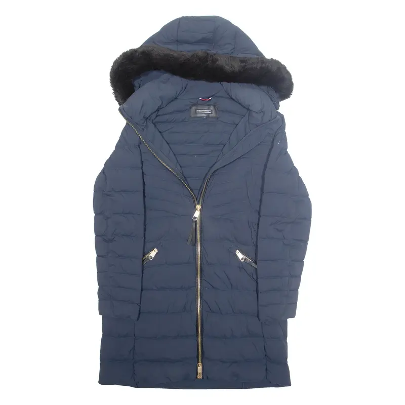 TOMMY HILFIGER Womens Parka Coat Blue Hooded M