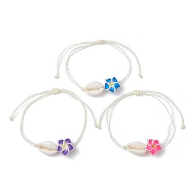 Natural Shell & Polymer Clay 3D Flower Link Bracelet