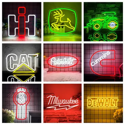 International Harvester Neon Signs for Wall Decor Dimmable IH Farmall Tractor Vehicle Neon Light USB Powered for Farm Bedroom...