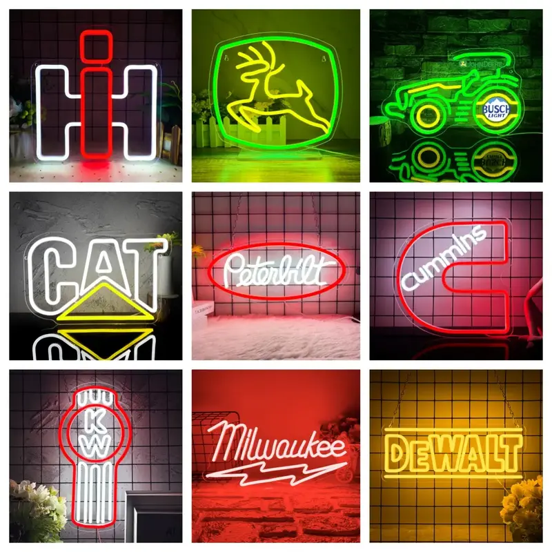 International Harvester Neon Signs for Wall Decor Dimmable IH Farmall Tractor Vehicle Neon Light USB Powered for Farm Bedroom...