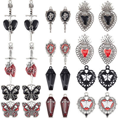 24Pcs 12 Styles Alloy Enamel Pendants