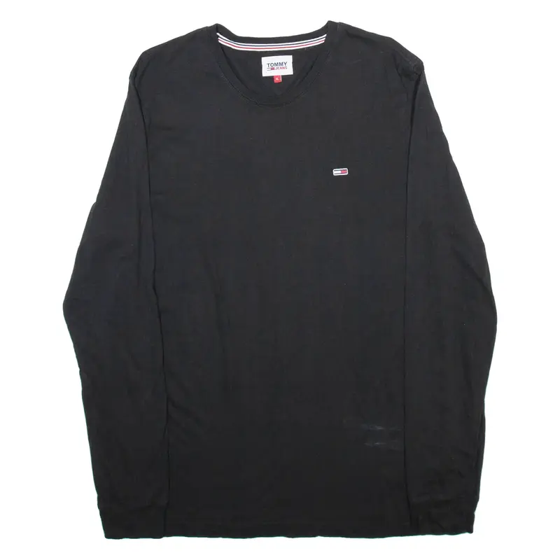 TOMMY HILFIGER Mens T-Shirt Black Long Sleeve XL