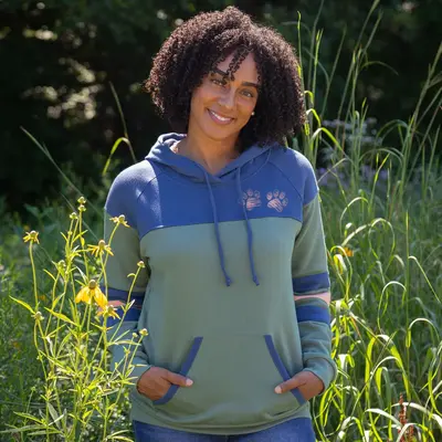 Paw Stripe Crossover Applique Hoodie - Lavender - 3X