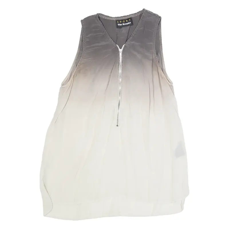 THE KOOPLES Womens Vest Grey 1/4 Zip Sleeveless Silk S