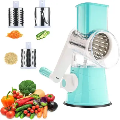 Arthink Manual Rotary Cheese Grater,Vegetable Interchangeable Cheese Grater Mandoline Slicer with Power Suction Base,Kitchen ...
