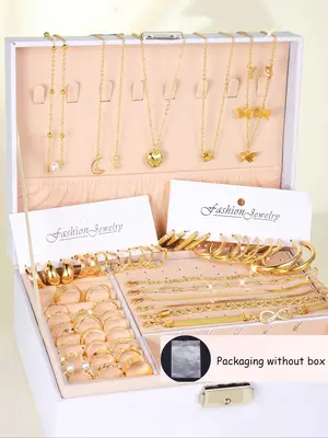 Elegant Simple Metal Style Vintage Jewelry for Summer, Women's Earrings Necklace & Rings & Bracelet & Earrings & Anklet Chain...