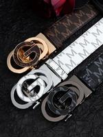 Men's Business Fashion Letter Print Automatic Buckle Belt, Casual Waistband for Jeans Trousers, Fashion Belt for Party, Trend...