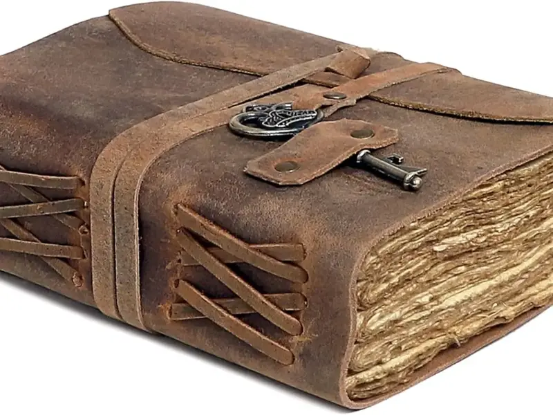 Vintage Leather Journal - Handmade Buffalo Leather Bound Diary with Deckle Edge Pages (5x7 Inch) 200 Pages