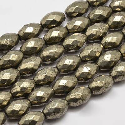 Natural Pyrite Barrel Beads Strands