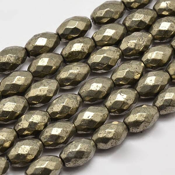 Natural Pyrite Barrel Beads Strands