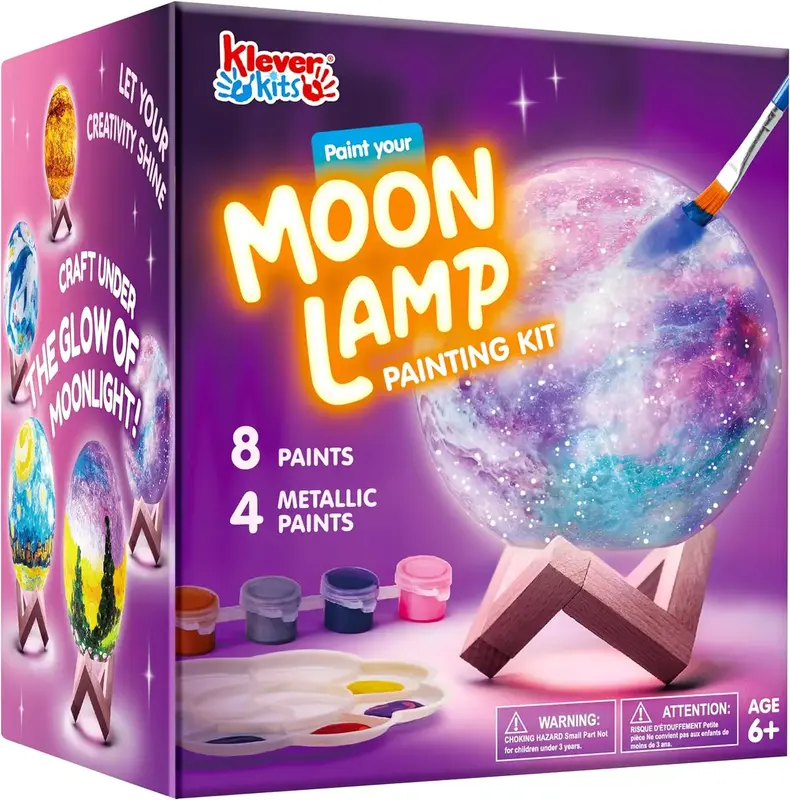 2025 Toys for Kids 3D Moon Night Light, DIY Your Own Moon Lamp Kit Galaxy Lamp Arts and Crafts Kit, School Activities, Birthd...