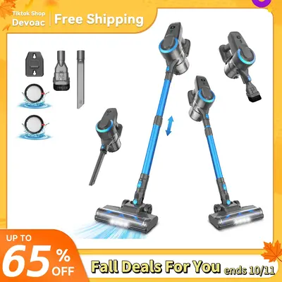 [FallDealsForYou]Devoac Cordless Vacuum Cleaner,Ultra-Lightweight Stick Cleaner with 2200mAh Battery, Up to 40 mins Runtime -...